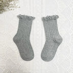 Ruffle Kids Knee High Socks Baby Girls Toddlers Long Soft Cotton Sock Lace Flower Children School Uniform Socks For 0-8Years