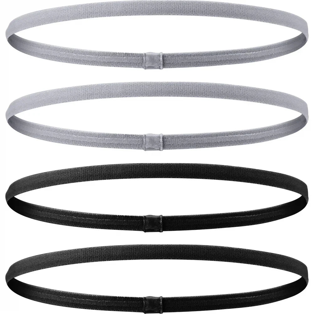 4PCS Unisex Sports Thin Headband Non-Slip Elastic Women Men Yoga Hair Bands Sweatband Football Running Biking Sports Hairband
