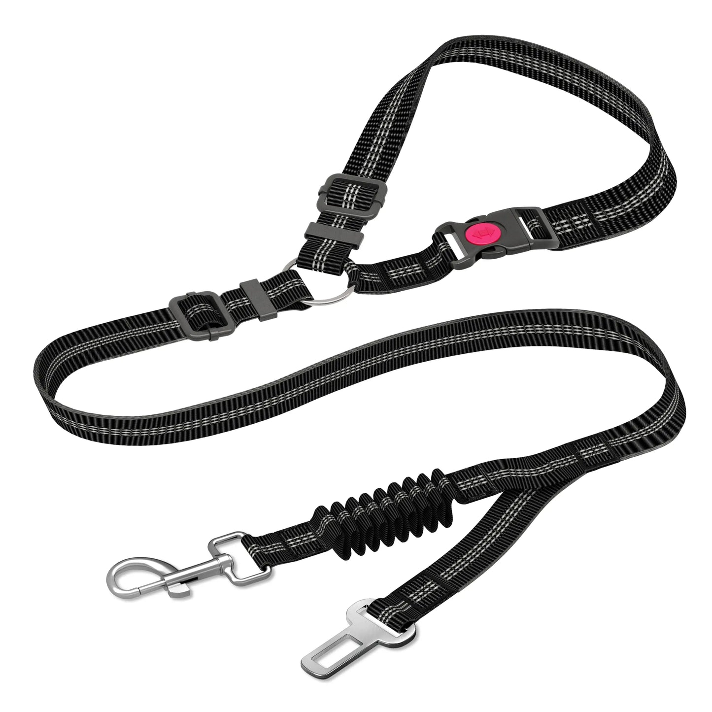 Adjustable Heavy-Duty Dog Car Seat Belt – Striped Nylon Safety Leash for Large Dogs