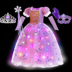2026 Glowing Rapunzel Costume Girl LED Princess Ball Gown Christmas Light up Tangled Rapunzel Frock Toddler Girl Cosplay Dress