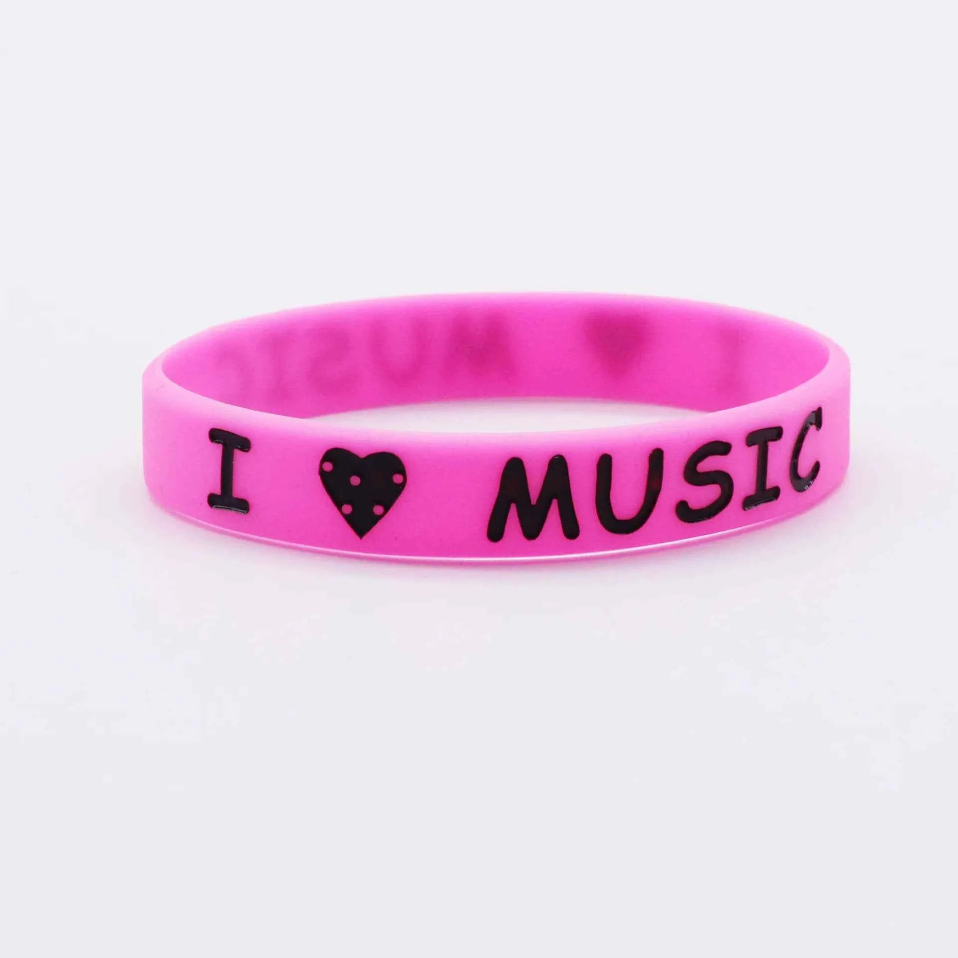 1PCS ILoveMusic Wristband Men Women Silicone Rubber Bracelets&Bangles for Birthday Party Bangles Rock Music Fans Jewelry Gift