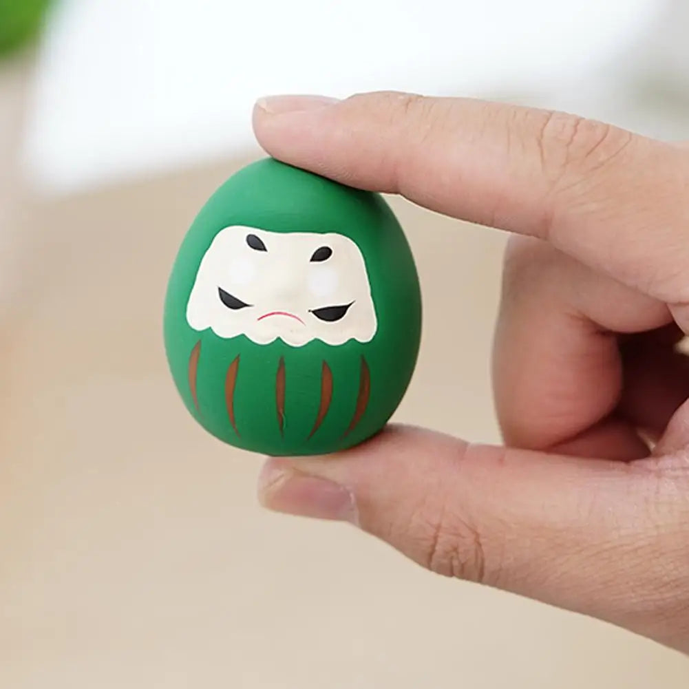 Japanese Ceramic Daruma Doll Miniature Lucky Charm Fortune Ornament for Home Decor Landscape Craft Gift