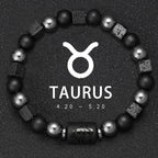 12 Constellation Zodiac Bracele Signs Beads Couples Bracelet Square Volcanic Stone Elastic Charm Bracelet for Women Men Gift