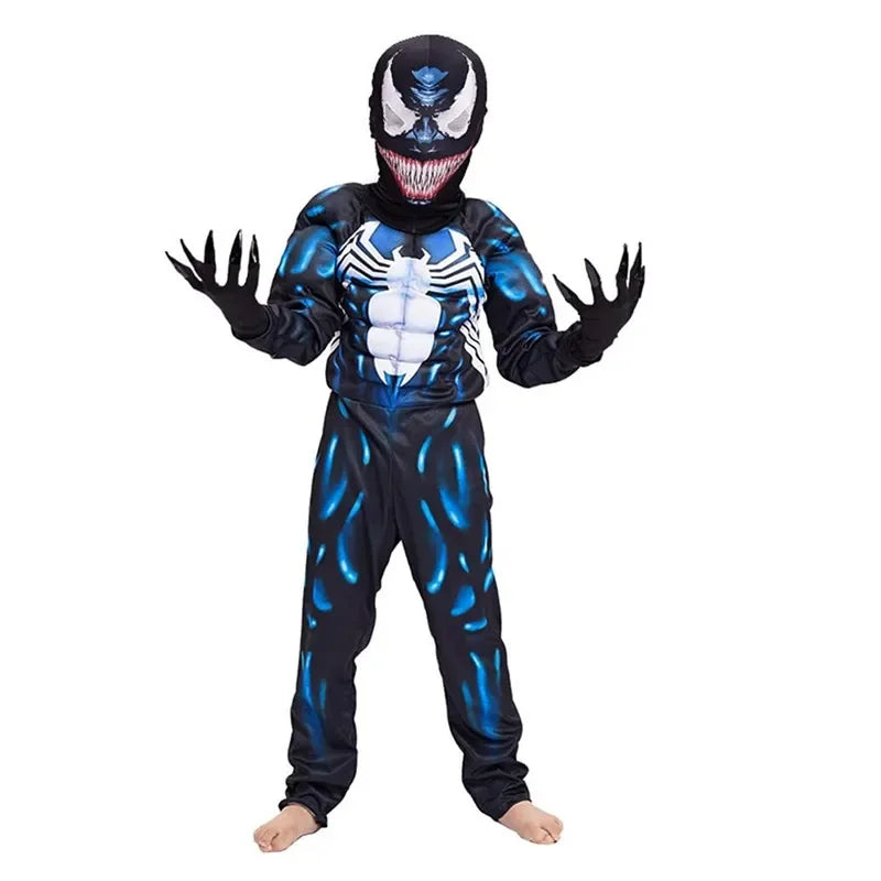 Kids Black Spider Superhero Costume – 3D Spandex Jumpsuit