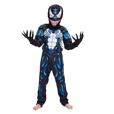 Kids Black Spider Superhero Costume – 3D Spandex Jumpsuit