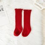 Ruffle Kids Knee High Socks Baby Girls Toddlers Long Soft Cotton Sock Lace Flower Children School Uniform Socks For 0-8 Years