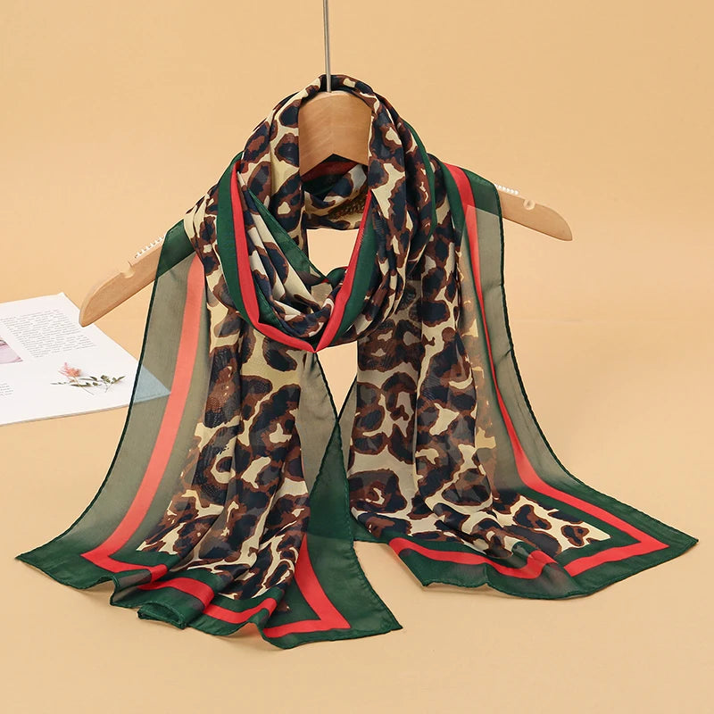 2024 New Print Chiffon Scarf Shawl Women Sunscreen Silk Scarf Turban Long Wrap Beach Travel Outdoor Accessories Trendy Headband