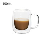 1pc Double Wall Glass Coffee Cup with Handle Insulated Glass Espresso Cups For Cold/Hot Drink Americano/Lattes/Tea/Juice/Milk