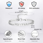 Punk Silver Color Men's Chain Bracelets,Hip Hop Stainless Steel Braided Link Wristband,Classic Metal Jewelry Gift for Him Dad