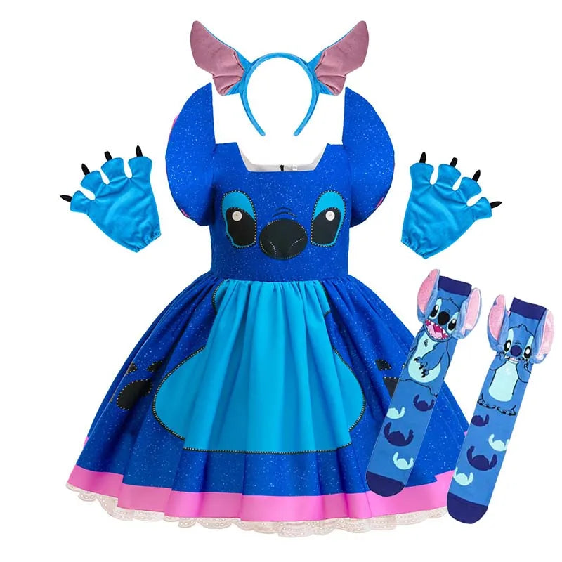 Girls Stitch Cosplay Dress – Cartoon Princess Costume Outfit