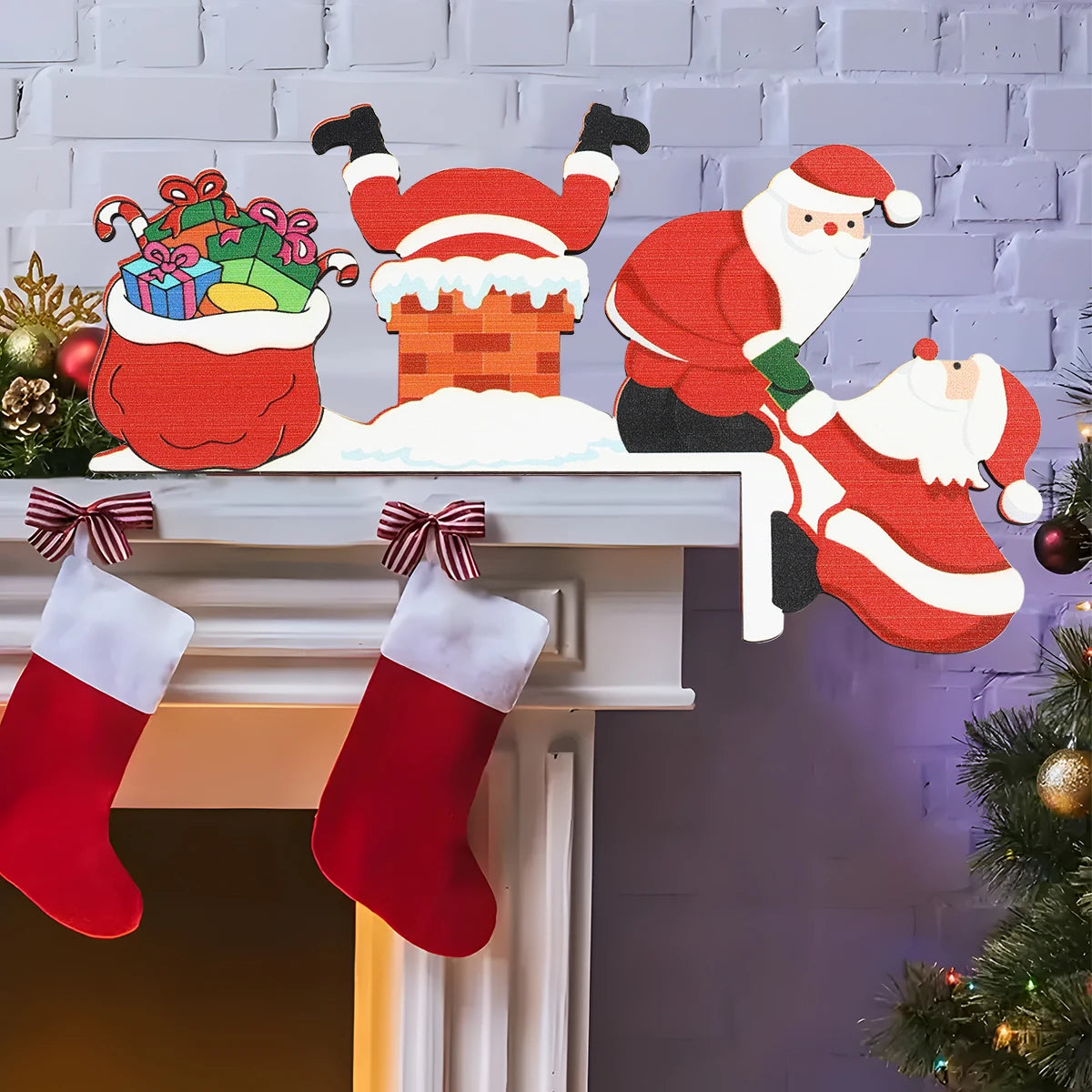 Christmas Wooden Ornament Christmas Party Decoration 2025 Xmas Santa Claus Snowman Pendants Navidad Natal New Year Gift 2026