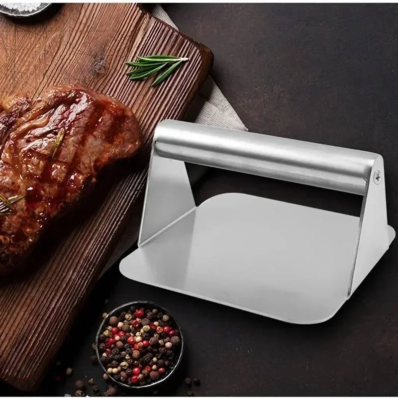 Heavy Duty Stainless Steel Smash Burger Press – BBQ Patty Smasher & Meat Press Tool