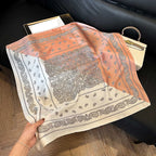 Elegant Nordic Style All Seasons Scarf Faux Silk Large Square Shawl Simple Chic Decorative Wrap For Teens