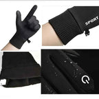 Black Winter Warm Full Fingers Waterproof Cycling Outdoor Sports Running Motorcycle Ski Touch Screen Fleece Gloves Snow Gloves
