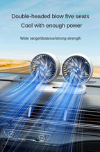 LEIBOO Car USB Fan Dual Head Cooling Air Fan Independent Switch 3-Speed 360 Degree Adjustable Auto Fan Car Electrical Appliances