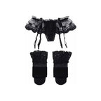 Women Lace Garter Belt And Stockings Set Jacquard Suspenders Panty Satin Bow Mini Skirt Hosiery Mesh Lingerie Pantyhose Womens