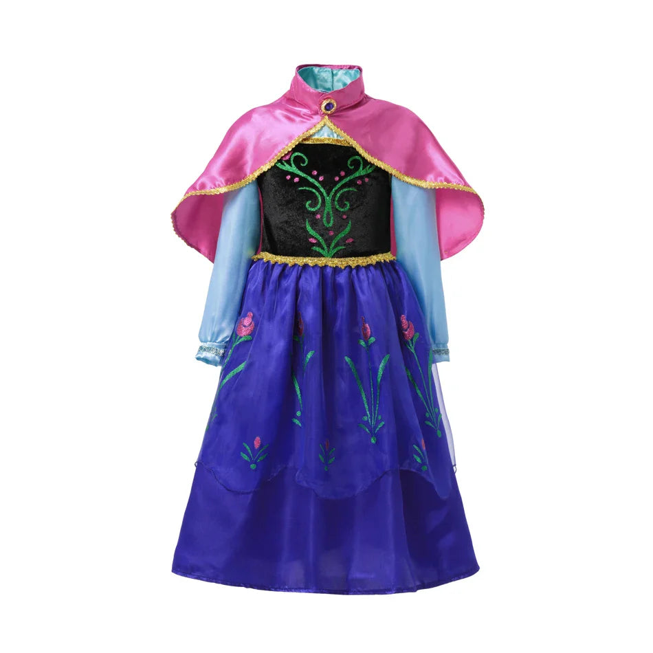 Girls Elsa Anna Princess Costume Dress – Summer Fancy Queen Outfit