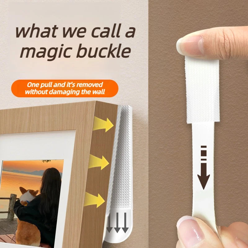 Heavy Duty Non Perforated Hanging Picture Strip - Easy to Use Non Trace Frame Adhesive Buckle Accessories Wall Hooks