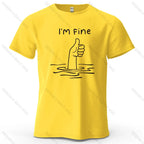I'm Fine Funny Printed Men's T-Shirt 100% Cotton Oversized Minimalist Cartoon Graphic Tees for Women Tops Tees Streetwear