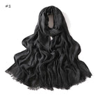 180*65cm Tie-dye Crinkle Rayon Hijabs for Women Muslim Scarf Shawls Plain Ladies Breathable Headband Femme Turban Ramanda