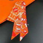 Fashion Women Hair Scarf 2024 New Brand Design Luxury Silk Scarf Fashion Print Headband Skinny Bag Scarves Neckerchief
