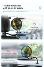 SEAMETAL Car Electric Fan Strong Wind 3-Speed Cooling Fan for Rear Seat Passenger Portable 360 Degree Rotatable Car Air Fan