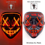 Wireless Neon LED Purge Mask – Glowing Halloween Cosplay Mask