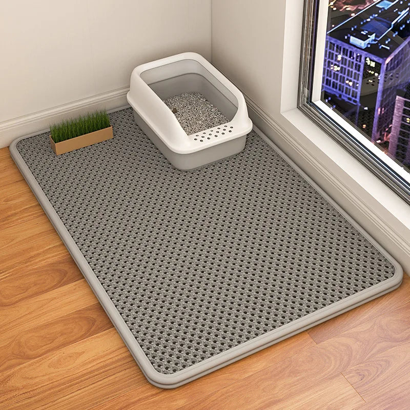 Cat Litter Mat Double Layer Waterproof Urine Proof Trapping Mat Easy to Clean Non-Slip Toilet Pad Cat Scratch Pad Large Foot Pa - WTN Essentials 
