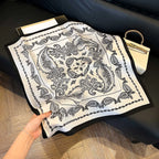 Elegant Nordic Style All Seasons Scarf Faux Silk Large Square Shawl Simple Chic Decorative Wrap For Teens
