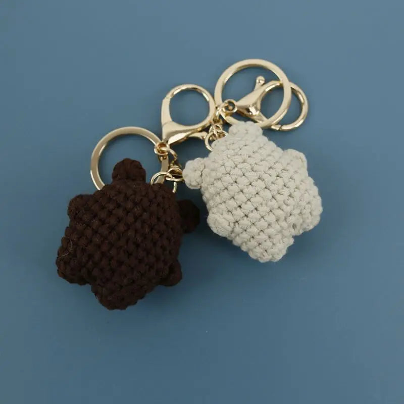 Cute Bear Couple Crochet Keychain Matching Animal Charm