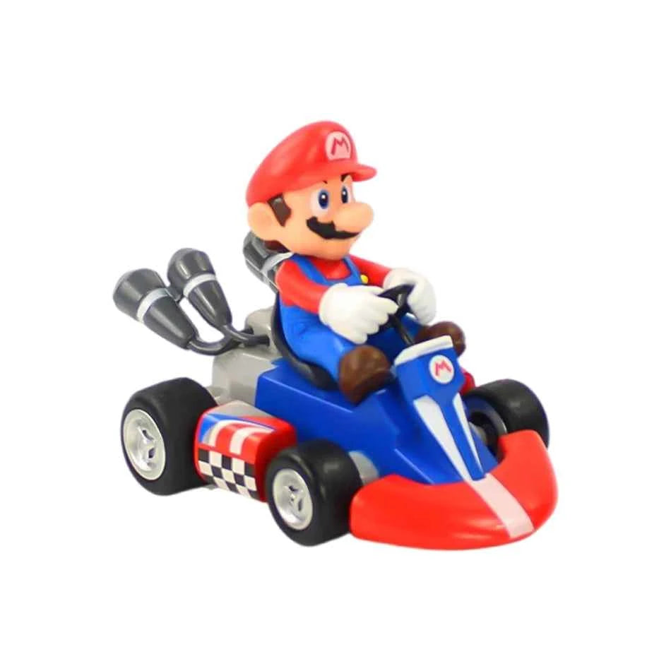 12cm 7pcs Anime Mario Power Car Mario Kart Cartoon Action Figure Cute PVC Model Desktop Ornaments Children's Toys Holiday Gifts