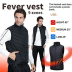 Men's Winter 9-Zone Smart Heated Vest—Warm Jacket Vest, USB-Powered, Outdoor Casual, Cold-Weather Protection