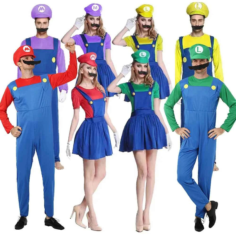 Game Bros Super Luigi Brothers Uniform Set Cosplay Costumes Funny Anime Adult Men Jumpsuit Woman Dress Halloween Costume