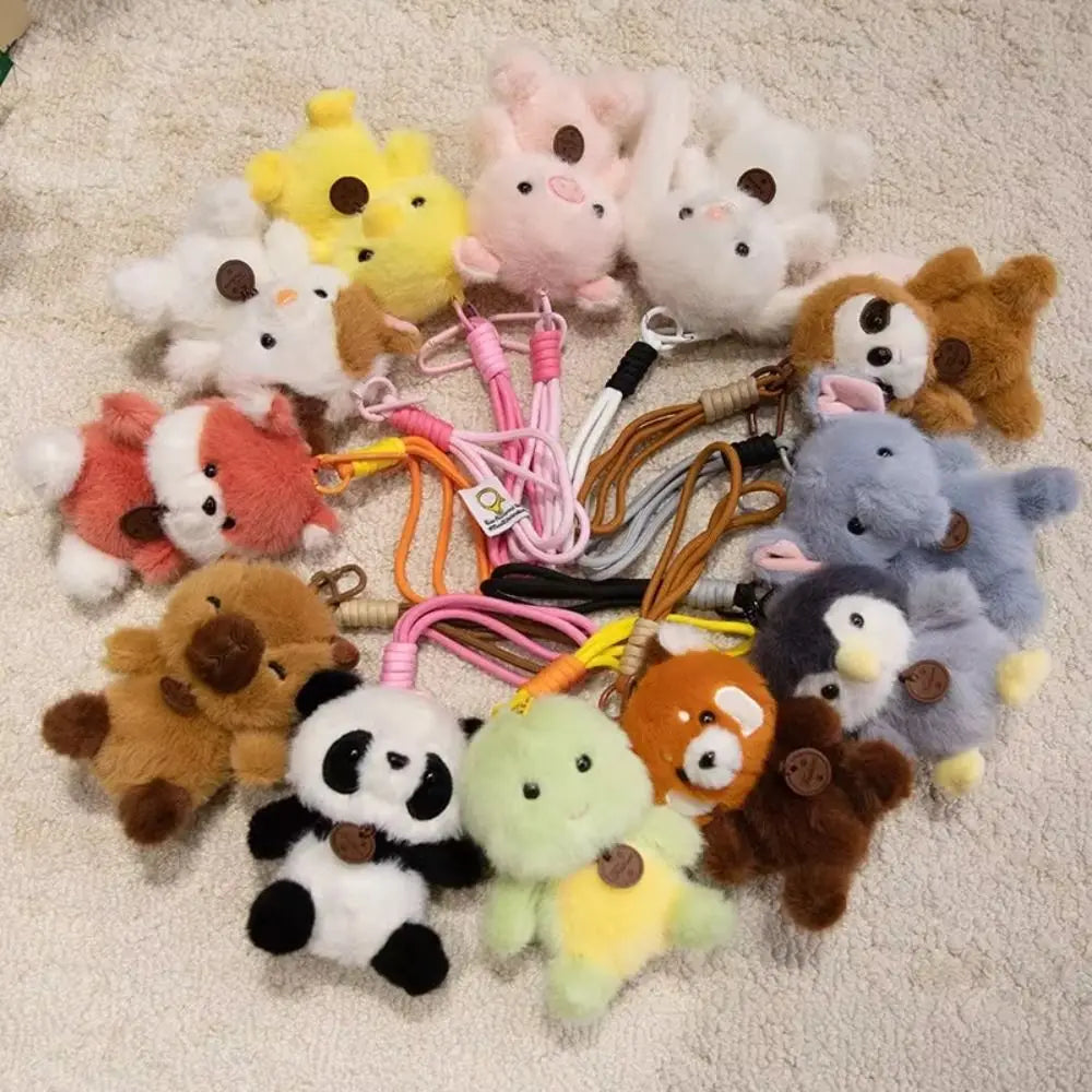 Stuffed Animal Animal Plush Pendants Elephant Dinosaur Hanging Ornament Panda Sloth Keychain Cartoon Rabbit Duck