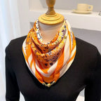 Luxury Magnetic Buckle Silk Scarf Women Print Square Scarf For Autumn Winter Warmth And Cold Resistance Fashionabl Scarves