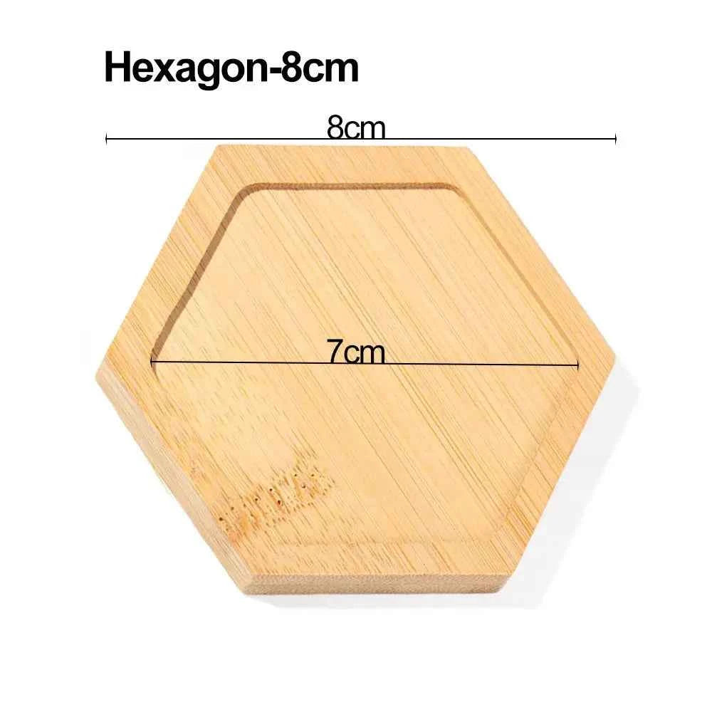 Simple Style Home Decoration Succulents Bonsai Holder Round Square Flowerpot Base Hexagon Rectangle Bamboo Wood Tray