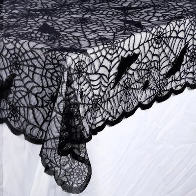 Halloween Lace Tablecloth – Bat & Skull Haunted House Party Decor