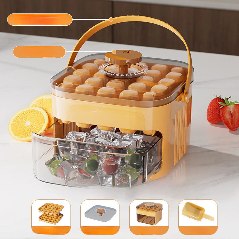 Press Ice Tray Ice Cube Mold Ice Box Ice Making Tool Large Capacity Ice Storage Ice Maker