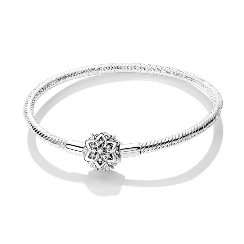 Original 925 Silver Bracelets Four Leaf Clover Butterfly Heart Bracelet Fit DIY Charms Beads Fashion Jewelry 17-20CM