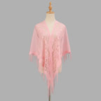 Tassel Patchwork V-Neck Cardigans Women Wedding Accessories Shawl Hollow Multicolored Evening Prom Cape Tulle Shawl Party