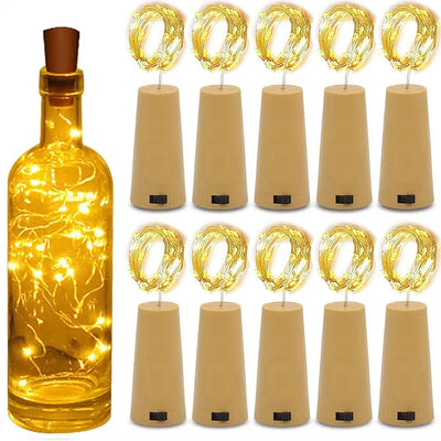 10pcs Bar LED Wine Bottle Cork String Lights Christmas Decoration Led Lamp Bottle Fairy Lights Holiday Copper Wire Lights String