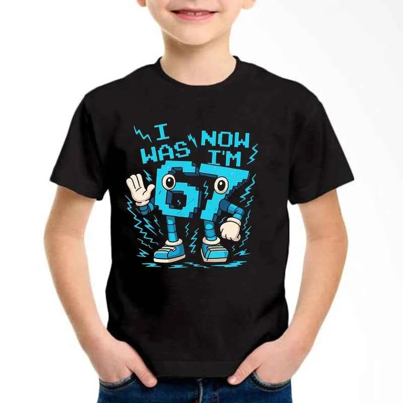 New Funny Six Seven Italian Brainrot 67 Number Graphic Print T-Shirt Boy/Girl Summer Short Sleeved Kids Comfortable Tshirt Top