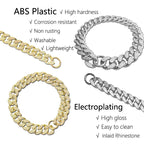 ABS Plastic Dog Collar Chain Diamond Inlay Sparkle Bulldog Necklace Cat Collars Pet Accessories Small Medium Large Dogs Golden - WTN Essentials 
