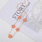 Hot Sale Stainless Steel Laser Five Leaf Flower Petal Adjustable Clover Bracelet Classic for Woman Girl Brand Jewelry Party Gift