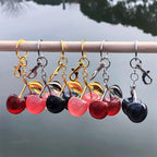 Fashion Delicate Red Cherry Charm Keychain 3 Color Gold Silver Keyring Elegant Women's Backpack Purse Charm Earrings Jewelry