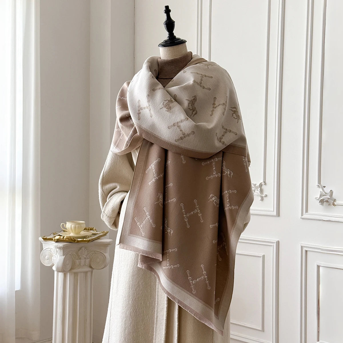 Women's Cashmere Winter Shawl – Vintage Floral Pashmina Wrap