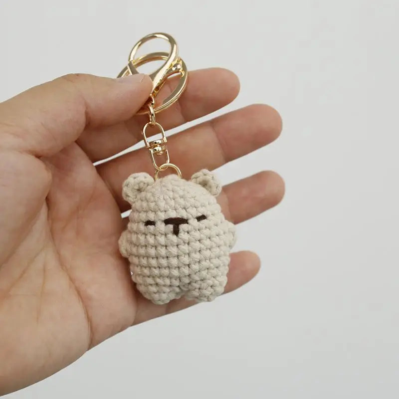 Cute Bear Couple Crochet Keychain Set Mini Animal Doll Charm