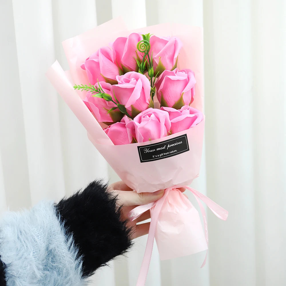 Rose Artificial Flowers Bouquet Valentine's Day Gift Decoration for  Girlfriend Gift Mother's Day Decor Fake Flower DIY Ornament