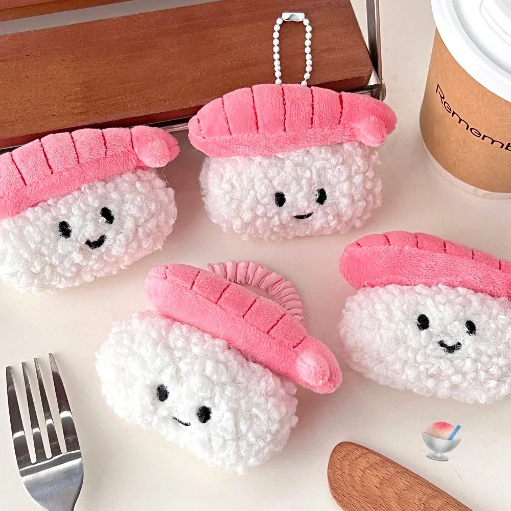 2 Pcs Cute shrimp Rice and vegetable roll doll versatile backpack pendant cartoon sushi doll key chain