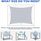 95% UV Block Waterproof Sun Shade Sail - High-Density Breathable Canopy for Patio Garden Pool Backyard, Windproof with Stainless
